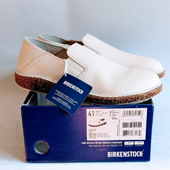 Birkenstock Callan Slip On Convertible Heel Leather White Narrow EU41 10 NIB - Picture 16 of 16